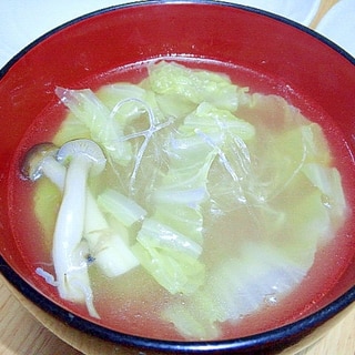 余ったラーメンスープで！春雨と白菜の中華スープ